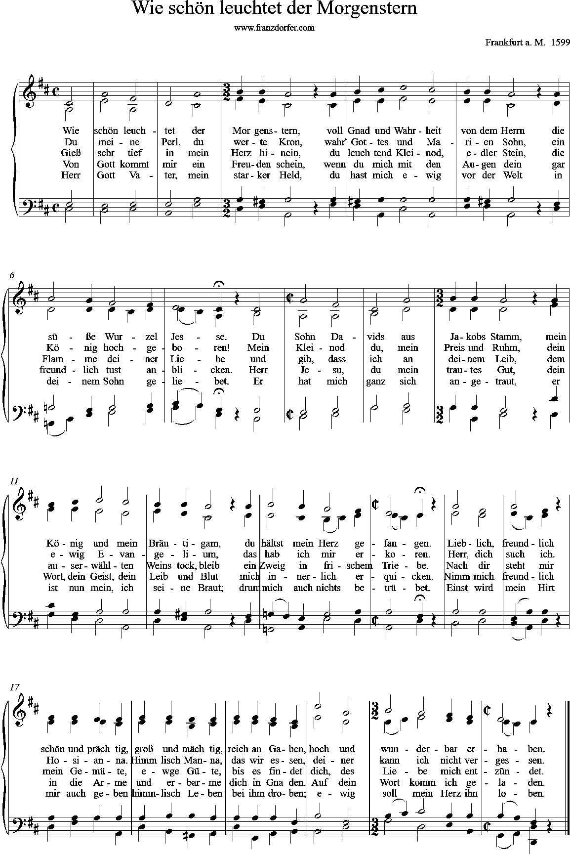 Chor, Orgelnoten, Wie schön leuchtet der Morgenstern